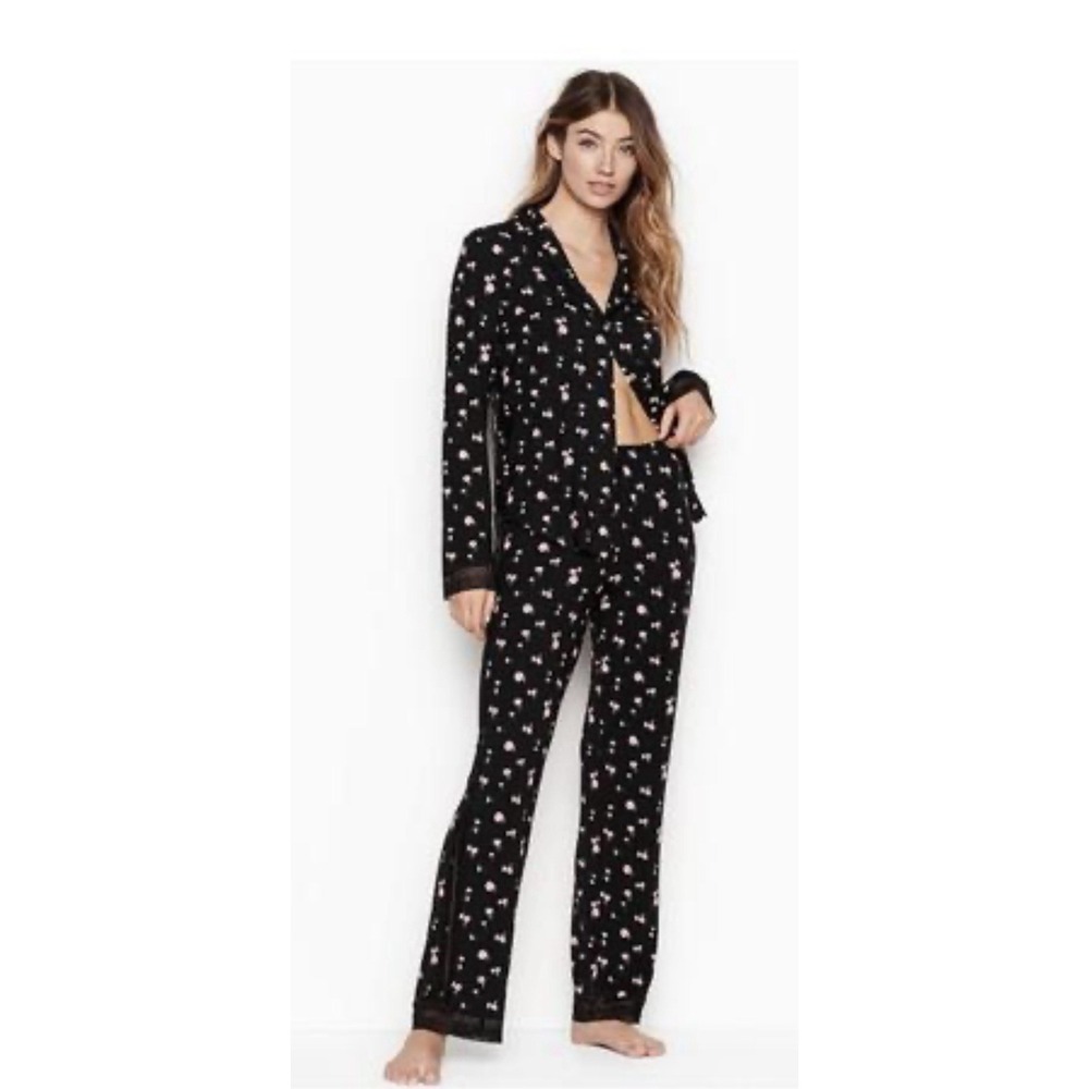 Victoria Secret Sleepover Lightweights Supersoft Modal Shirt Pant Pajamas Set XL